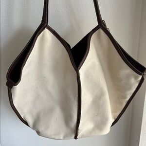 Chic Cream and Brown Tote Bag